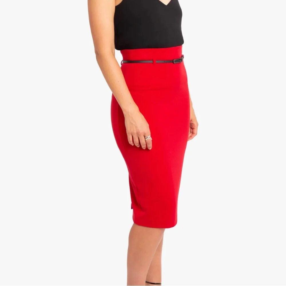 Black Halo Classic Jackie O Skirt size 10 midi tailored red like new - Picture 3 of 7